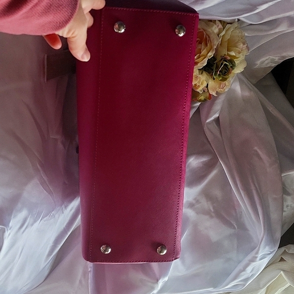 NWT Michael Kors Deep Pink Jet Set Travel Leather Tote - Picture 8 of 8